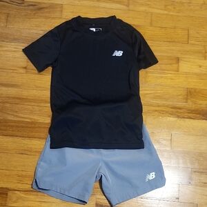 New Balance Black Tee and Light Gray Shorts Set
